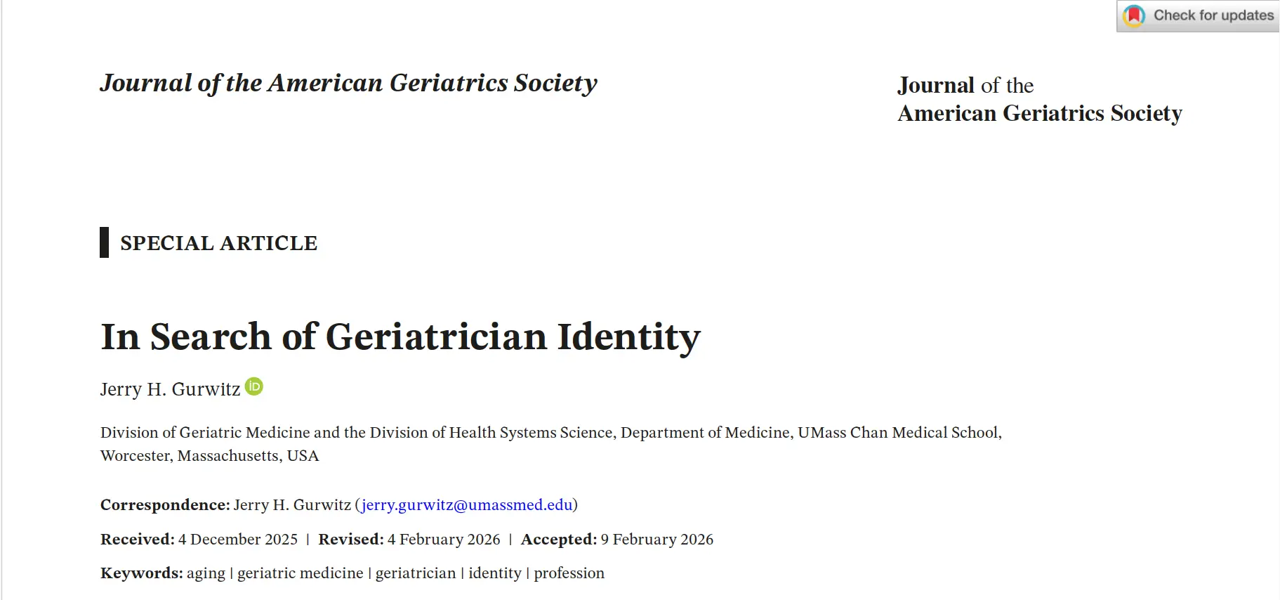Read more about the article  In Search of Geriatrician Identity